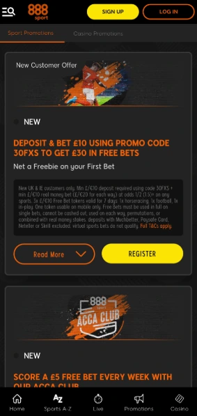 888 Sport Promotions and Bonuses