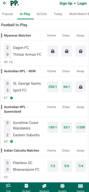 Paddy Power football live betting