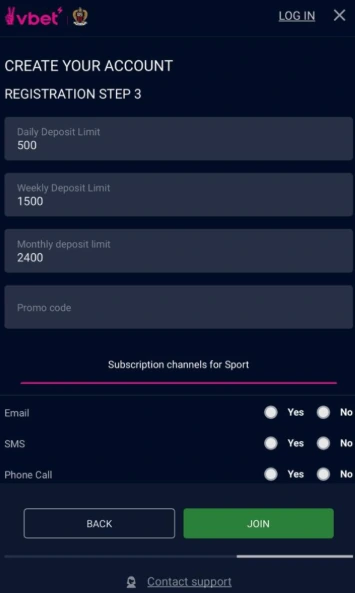 VBET account