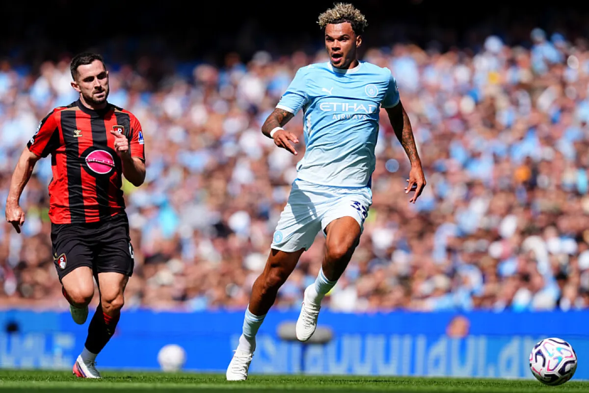 Nico O'Reilly in action for Manchester City