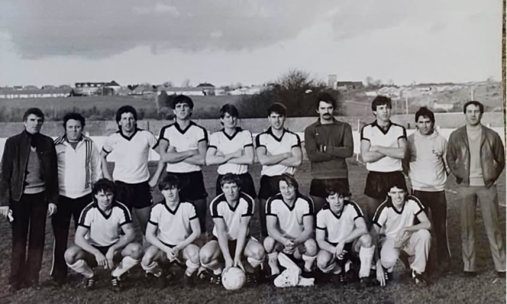 Terry (back left) is pictured with his 1983/84 squad: Standing - Terry Matthews, John Smith, Kim Russell, Tony Rogers, Mark Armstrong, Lee Murcott, Graham Dockrill, Ian North, Chris Bushell, Brian Reed. Kneeling: Nicky Smith, Colin Sowerby, Steve Hibbert, Gerry Sullivan, Adrian Woodstock, Tommy Campbell.