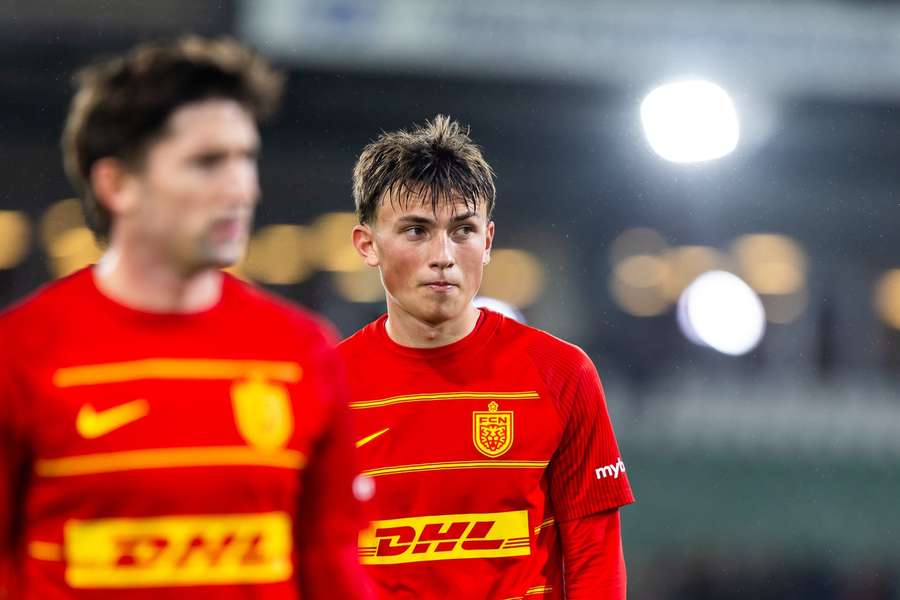Disappointed players from FC Nordsjaelland after the goalless draw against OB